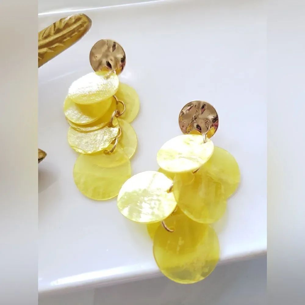 Zara Yellow Natural Shell Earrings